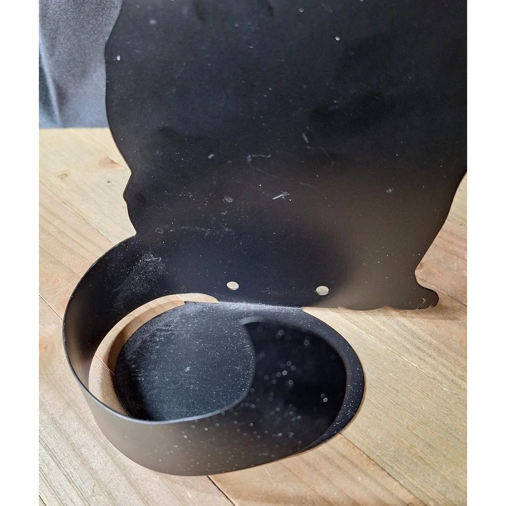 Vintage 1993 Enthuse Design Ann Munson Black Metal Cat Silhouette Candle Holder